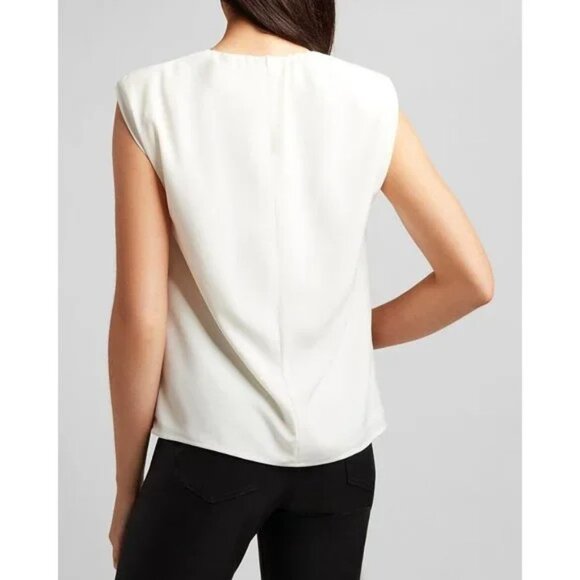 Express Gathered Neck Padded Shoulder Gramercy Top XS - Picture 2 of 3
